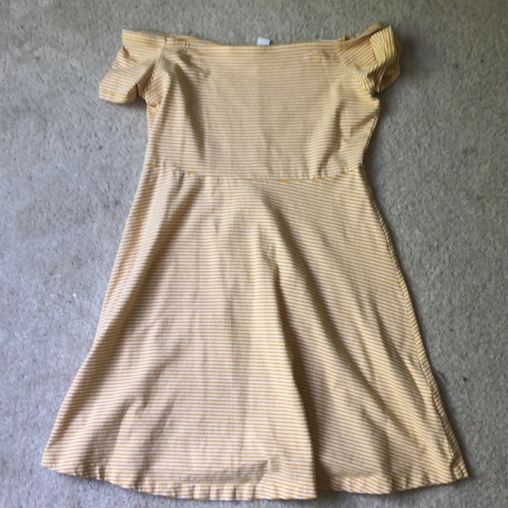Yellow and White Striped A-Line Dress